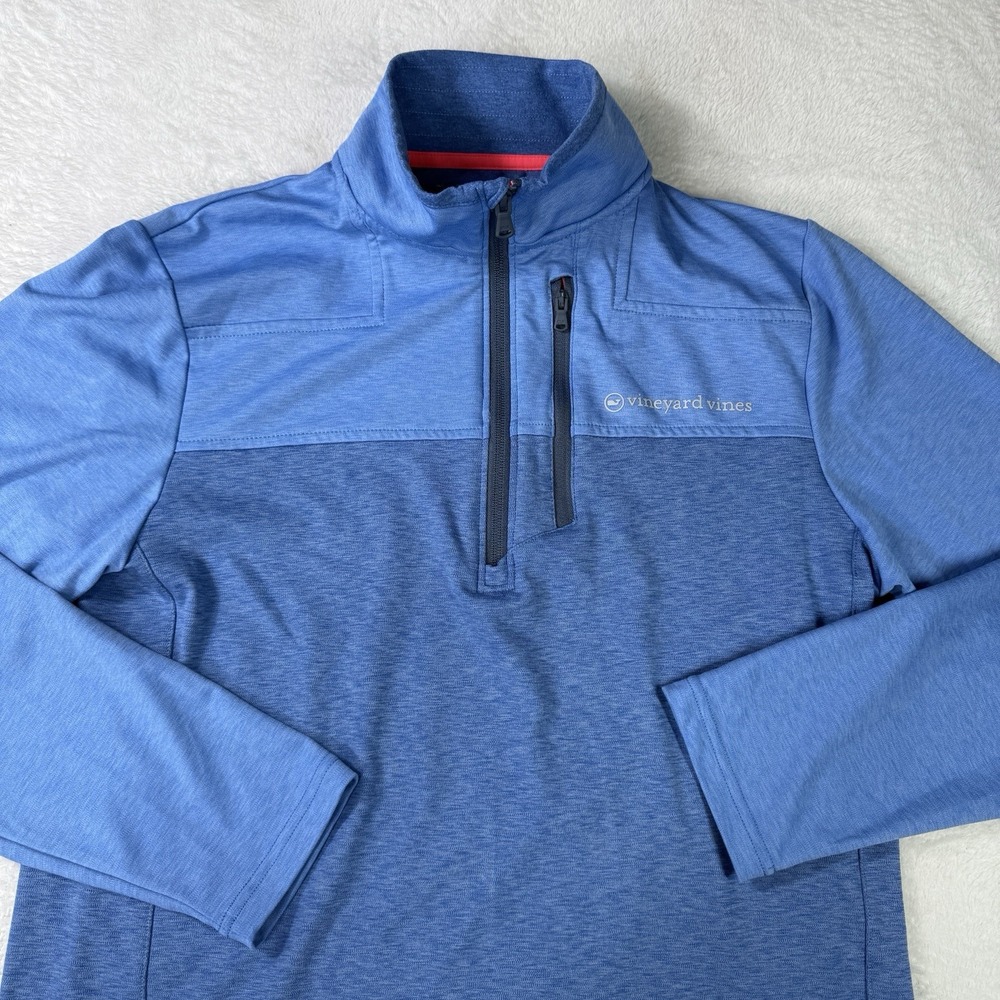 Vineyard Vines Pullover Mens Small Blue On-The-Go Shep Shirt 1/4 Zip Stretch
